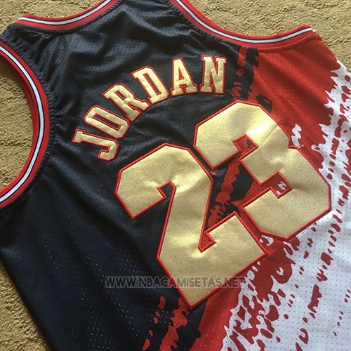 Camiseta Chicago Bulls Michael Jordan NO 23 Mitchell & Ness Negro Rojo